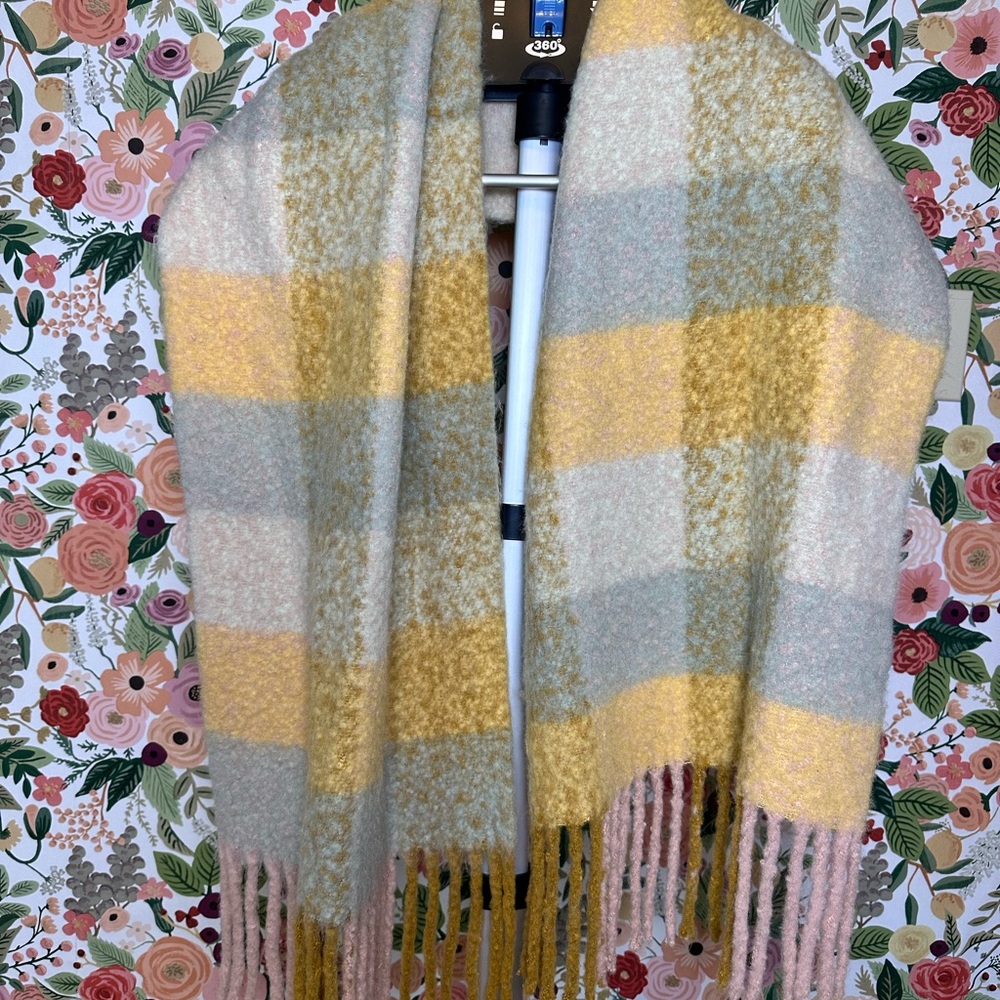 Madewell Yellow and Pink Plaid Scarf